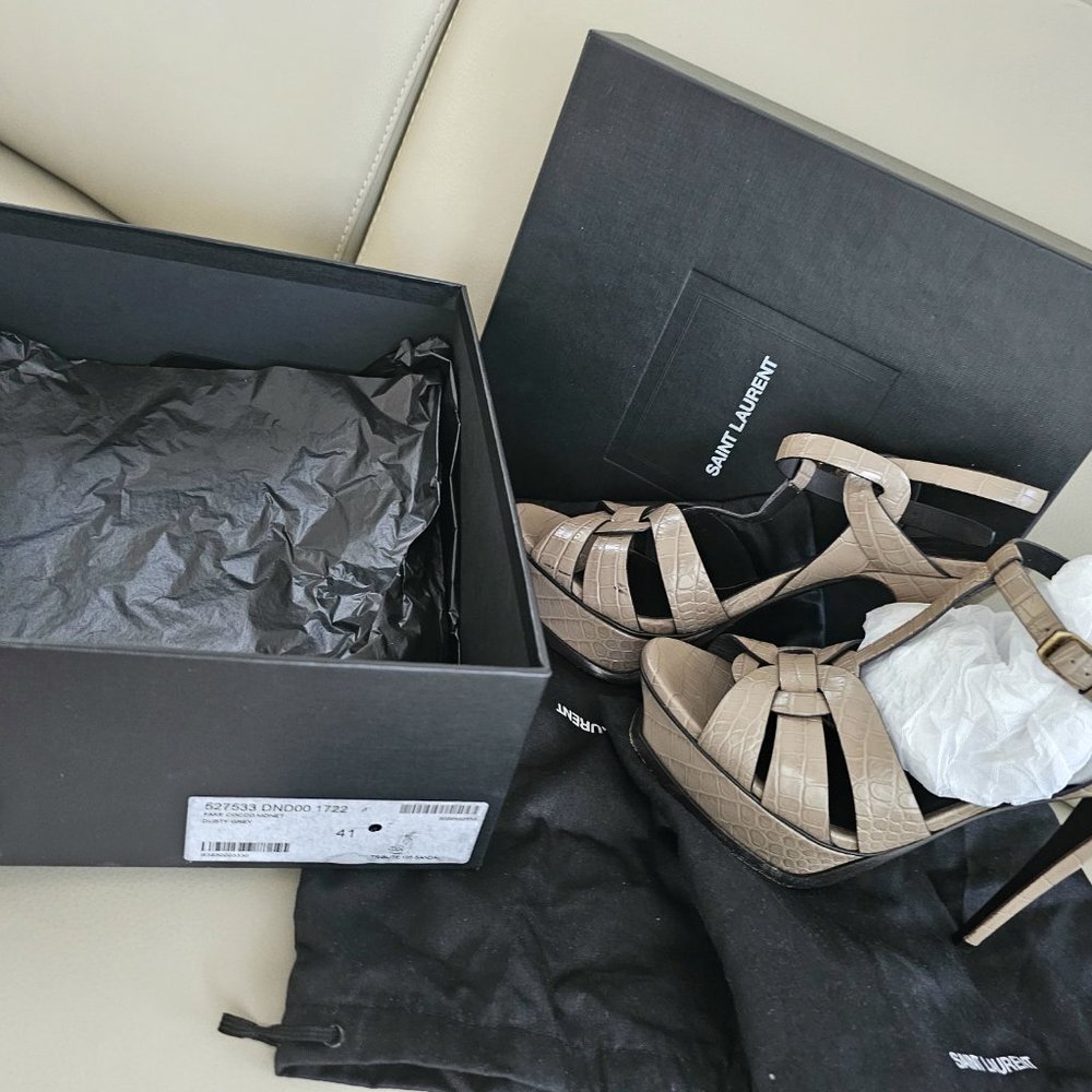 Saint laurent croc embossed tribute Sandals. Size 41 - Picture 3 of 5